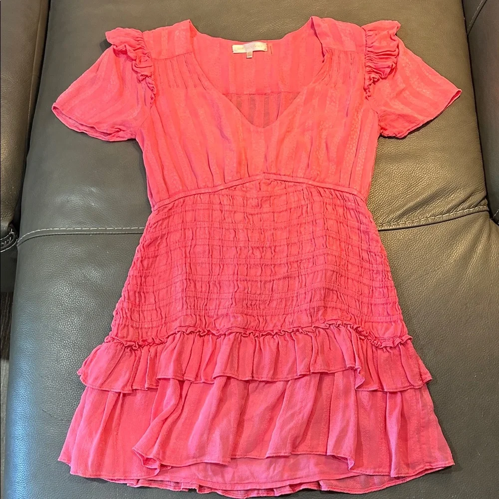 Love Shack Fancy Pink Ruffled Short Sleeve Dress, size XS - Picture 1 of 8